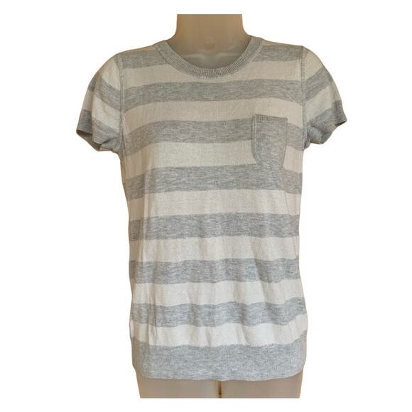 Old Navy Striped Knit Short Sleeve Top Womens S Petite Stretch Soft Minimalist - Picture 1 of 6